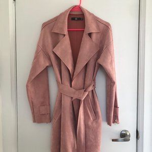 Faux Suede Trench Coat